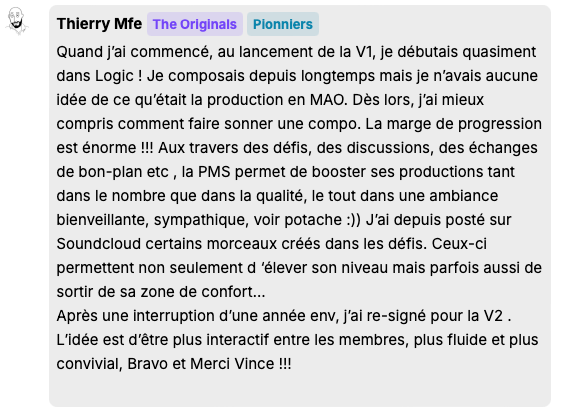 Témoignage écrit d'un membre de la PM School